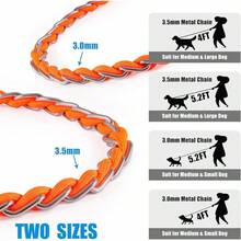 Dog Leash Chew Proof, Chain Leash Anti Chew Dog Leash For Large Dogs Heavy Duty, Indestructible Metal Leash Anti Bite Chain Link With Woven Cord Soft Padded Handle (Orange, 5FT) - 橘色 - 查看 5