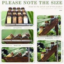 ERUIV Square Spice Jars, 2-In-1 Design With Acacia Wood Stand (FCM®) – Set Of 12 Spice Jars (120 Ml Each), Including Multiple Labels, Can Be Stood Upright And Is Suitable For Drawers – Spice Rack For Drawers And Spice Jars - Set Of 12 Square Bottles With Acacia Wood Stand - View 3