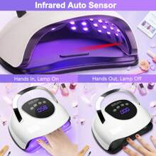 LED UV Lamps For Gel Nails, 220W UV Nail Lamp, Professional Faster UV Nail Dryer With 4 Timers, Touch Screen, Automatic Sensor, Portable Handle Nail Art Light Tools For Curing Gel Nail Polish