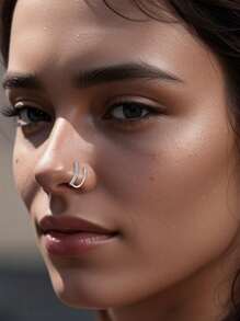 1 pièce 925 bague en argent sterling double anneau pour piercing de nez, boucles d'oreilles minuscules en anneau pour femmes, anneau de piercing de nez pour femmes, bijoux de piercing de nez