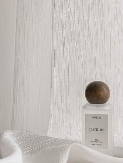 Cirelle 1pc Wood Grain Sheer Curtain, Translucent For Balcony, Living Room, Study, Vacation Rental