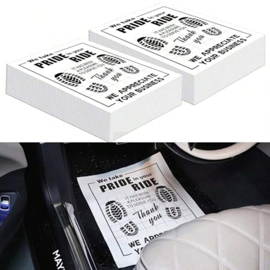 500Pcs Paper Floor Mats For Cars Disposable White Automotive Floor Mats Kraft Paper Waterproof Car Foot Pads Protective Papers Thank You Mats For Car Detailing Auto Dealership 20" X 16" - as pic - View 1