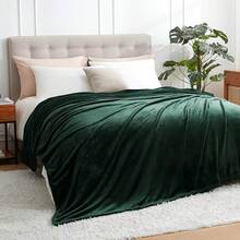 Sofa Blanket Living Room Cover SetFleece Blanket Twin Size, Soft Cozy Twin Blanket, Fuzzy Flannel Blanket Bed, Sofa, Couch, Travel, Camping, 60 X 80 Inches - 墨綠色 - 查看 6