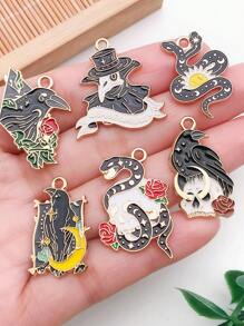 15 pezzi, charm scuri per orecchini, collane, portachiavi, portachiavi, accessori decorativi per gioielli. Crea i tuoi gioielli. Accessori pendenti. Accessori per la creazione di gioielli di Ognissanti. Accessori per gioielli fai-da-te glamour. Artigianato e regali quotidiani
