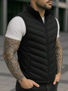 Chaleco para Hombre Casual y Elegante – Estilo Urbano, Ajuste Cómodo, Ideal para Oficina o Streetwear - Cardigan al costado - Negro - Ver 2