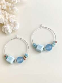 Boucles d'oreilles en bijoux de sel de mer bleu, correspondant aux bijoux pour vacances d'été, convenant pour le port quotidien et les vacances à la plage
