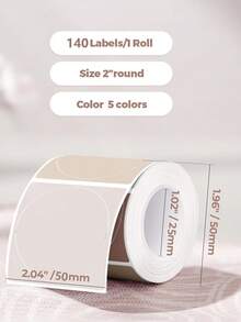1 Cuộn Giấy Nhãn Nhiệt Tròn Màu 50mmX50mm, 1.97"X1.97", Phù Hợp Với Nhãn Phomemo M110, M120, P50 Nhà Sản Xuất Sử Dụng Logo Tự Làm, Mã QR, Đồ Dùng Học Tập, Quay Lại Trường Học - Nhiều màu - Xem 3