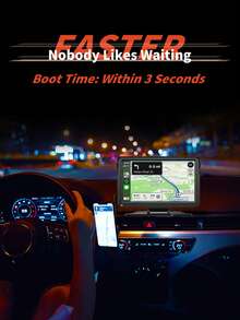 XUDA 2025 新款 7 英寸通用便携式车载多媒体播放器 无线 CarPlay 和无线安卓汽车收音机 触摸屏遮阳板 - 黑色 - 查看 5