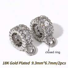 2 stuks 18K verguld messing metalen inleg zirkonia scharnierende hanger enhancer borgsluitingen DIY sieraden maken accessoires