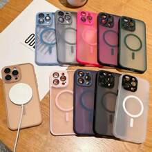 Funda protectora mate y transparente con armadura magnética a prueba de golpes para 16E, 16, 15, 14, 13, 12 Mini, 11 Pro Max Plus, compatible con MagSafe y protección de cámara