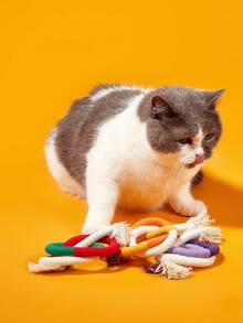 PETSIN 寵物牙齒清潔和磨牙繩玩具,耐用和自我娛樂的貓玩具 - 彩色 - 查看 3