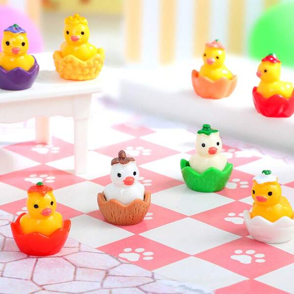 8/16Pcs Mini Resin Fruits And Vegetables Style Ducks, Tiny Figures Ducks Funny Miniature Tiny Toys To Hide Micro Garden Landscape Aquarium DIY Decoration Craft,Resin Figurines Ducks Home Car Office Decor Teenager Party Favors(Random Color)