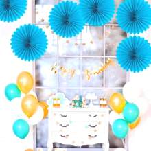 6 Stücke 30 cm 3D Wanddekoration und hängende Papierblumen, künstliche Sonnenblumen, geeignet für Hochzeiten, Geburtstage, Babypartys, Fotoboxen, Hochzeitsbogen Kunst, hängende Dekorationen, Dekoranhänger, Feiertags Dekorationen (Himmelblau)