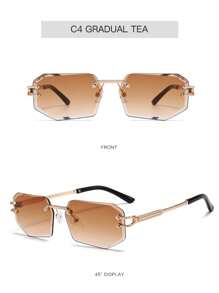 Fashionable Travel Glasses, Rimless Polygonal Cut-Edge Glasses For Women