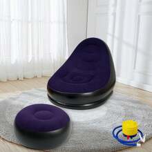 Poltrona Inflável Com Puff Lounge Descanso Com Bomba Confortável Relaxar - Roxo - Visão 5