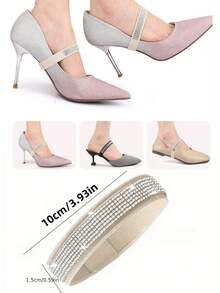 2 piezas Correas invisibles para cordones de zapatos, banda elástica ajustable para tacones altos y planos, sujeción para talón de zapato, negro - Multicolor - Ver 2