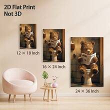 1 Pc Canvas Painting,2D Flat Print, Not 3D, Teddy Bear, Toilet, Newspaper,Wood Framed Painting (1) Thickness 2.5 Cm/ 1 Inch-Home Decoration For All Occasions,Ideal New Year, Valentine's Day,Thanksgiving,Easter,Christmas Gift,Room Decoration Aesthetic,Wall Decoration Art,Perfect Gift,Autumn And Winter Wall Decoration,Living Room Decoration, Bedroom Decoration, Kitchen Decoration, Entry Decoration, Bathroom Decoration, Direct Wall Painting, High Quality Wall Painting Poster,Modern Home Decoration Stretched And Framed Ready To Hang - Multicolor - View 2