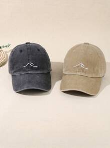 1/2Pcs Unisex Waves Embroidered Distressed Snapback Baseball Cap,For Spring And Autumn Travel Seaside Parties Fashionable Adjustable Sun Protection Casual Baseball Hat