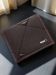 1-3pcs/Set Fashionable Plaid Soft Wallet, Men's PU Leather Short Wallet, Large Capacity Multi-Card Slots Design, Can Hold Large Bills, Coin Purse, Credit/Bank Card/ID/Photo Slots, Business & Casual Style, Ideal Gift For Men's Birthday Or Partner, Unisex Design - Multicolor - View 8