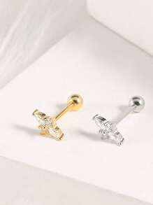 Un único pendiente de una pieza de pendientes de plata de ley 925 con tornillo, pendientes de cartílago, pendientes de perforación del hueso de la oreja, pendientes de un único perno, joyería regalo para mujeres, pendientes de botón de plata