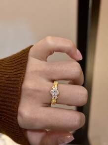 1 pièce Bague anneau de pigeon œuf diamant éclat style ancien rempli d'étoiles point foré brossé tempérament