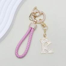 1pc Premium Braided Leather Keychain With Shiny Gold 26 Letter Charms Pendant - , Fashionable And Multifunctional Women Keychain - Various Colors, Perfect Accessory For Car Owners, Stylish Gift Idea - Multicolor - View 35