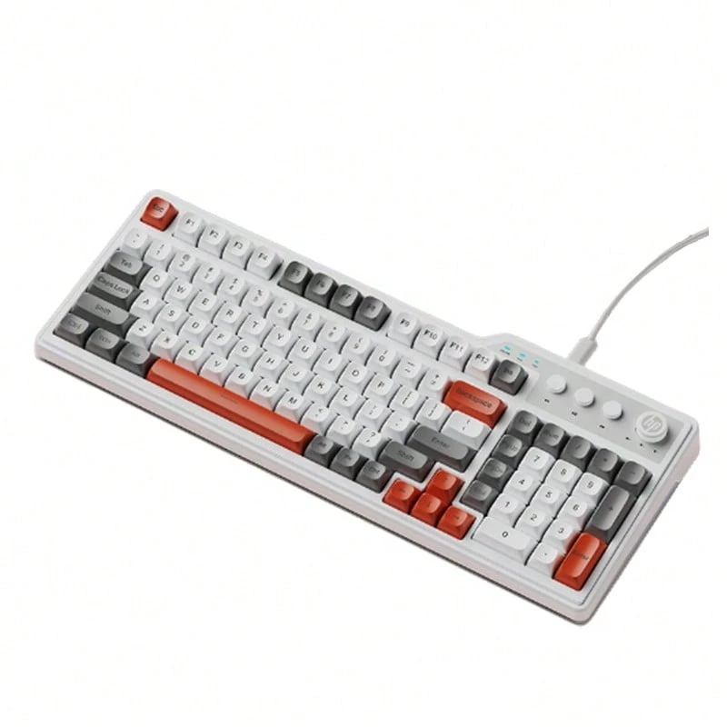 HP K360 Mechanical Feel Backlit Keyboard, 98-Key Layout Designed For E-Sports Gaming, Colorful Backlight/Multimedia Hotkeys/USB Plug & Play, Compatible With Desktop & Laptop - Red, White and Gray [single Keyboard] - View 1