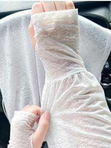 A Pair Of Summer Lace Sun Protection Sleeves, Soft Texture, Breathable And Sweat-Wicking, Beautiful Sun Protection Ice Silk Sleeves, Suitable For Outdoor Travel, Sports, Cycling, Driving, Etc.