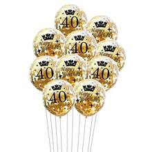 5 个 12 英寸金色 40 和皇冠五彩纸屑乳胶气球，非常适合 40 岁生日、周年纪念、派对装饰、圣诞节 - 金色 - 查看 9