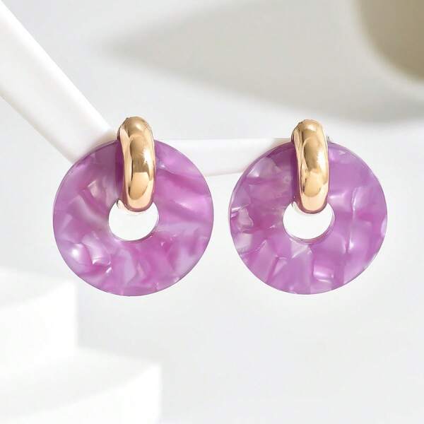 Boucles d'oreilles fantaisie rondes en acrylique multicolores, conviennent aux femmes, comme cadeau, pour les fêtes et le port quotidien
