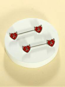 2pcs 14G Nipple Rings For Women Stainless Steel Heart Butterfly Moon CZ Flower Barbell Nipple Rings Set Cute Nipplerings Piercing Jewelry For Daily Wear Party Summer Beach