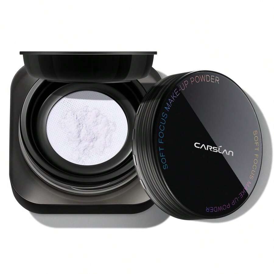 Polvo suelto de ajuste de enfoque suave CARSLAN, resistente al agua, mate, control de aceite, sin brillo, sin talco, maquillaje en polvo, polvo de acabado de larga duración 24H, N01 Natural para piel media y bronceada - 01 Azul Púrpura - Ver 1