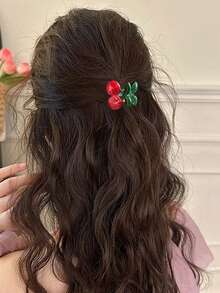 1 件可爱有趣的水果樱桃夹甜美侧刘海发爪迷你夹发夹发夹发夹发夹发夹 - 櫻桃 - 查看 1