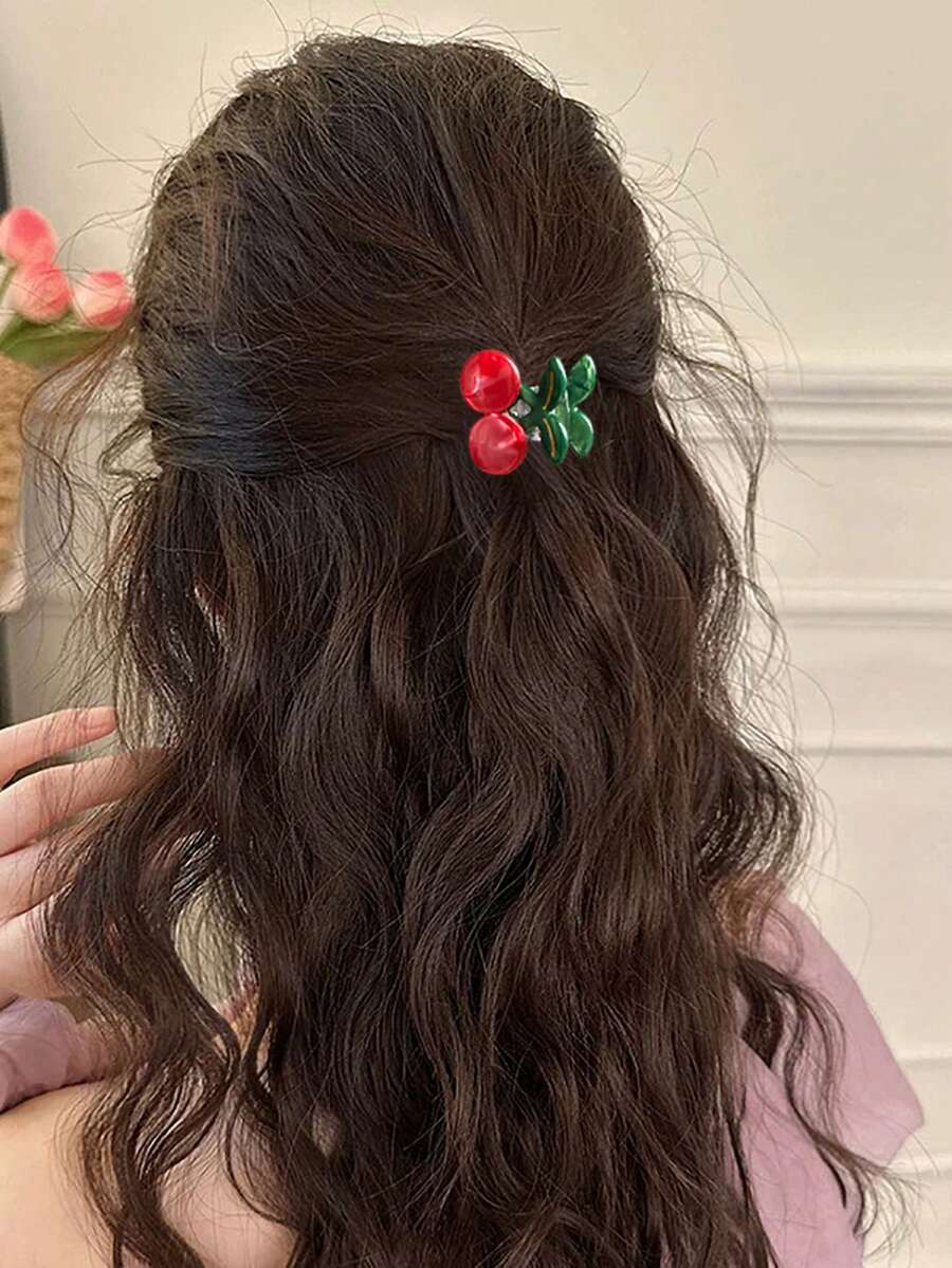 1 件可爱有趣的水果樱桃夹甜美侧刘海发爪迷你夹发夹发夹发夹发夹发夹 - 櫻桃 - 查看 1