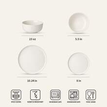 Juegos de cuencos y platos Starlight, vajilla de 18 piezas para 6 personas - Blanco mate - Ver 6
