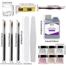6 pièces Ensemble de faux ongles en acrylique complet - Liquide et poudre acrylique non jaunissants avec accessoires de nail art | Kit de manucure professionnel et DIY pour des extensions longue durée