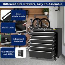 Tool Box, 6-Drawer Rolling Tool Chest Locking System, Lockable Wheels & Sliding Drawers, 24 Inch Heavy-Duty Tool Storage Cabinet For Garage Workshop Warehouse Repair Shop  Rolling Tool Chest, 6 Drawers Tool Storage Cabinet, Toolbox With Wheels, Portable Tool Cabinet Organizer With Locking System & Drawer Liners, Tool Storage Cart For Garage, Workshop - Black - View 5