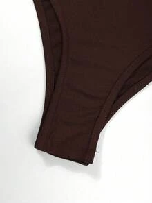 VIVINA Women Petite Solid Color Casual Minimalist Ruched Bodysuit, Autumn