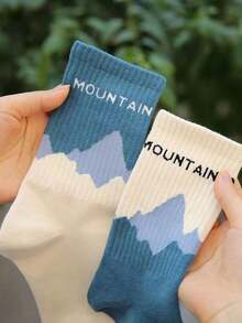 4双中筒袜，不对称设计袜子，适合女士、学生、情侣