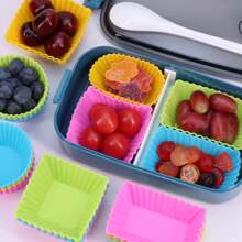 Divisor de Lancheira de Silicone, Formas de Cupcake de Silicone, Copos de Silicone para Muffin, Acessórios de Bento Box para Crianças, Formas de Cupcake Reutilizáveis, Formas de Cozimento Resistentes a Altas Temperaturas, Adequadas para Forno e Fritadeira Elétrica, Suprimentos de Cozinha e Escola, Itens Essenciais Escolares, Volta às Aulas