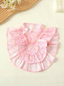 1 pieza Ropa para mascotas suave y linda, nueva y transpirable, Vestido de princesa con diseño fruncido y de lunares de dos tonos, arnés con anillo para correa para perros pequeños, liviano para primavera/verano