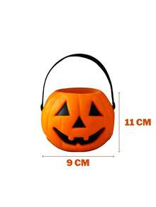 Balde Abobora Halloween Cesta para Doces Decoração Halloween Dia das Bruxas Lembrancinha - Cesto - 11x9cm - Visão 4