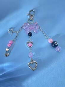 1 szt., Modny, ręcznie robiony brelok z żywicy z koralikami - styl punkowy, damski dodatek z klamrą w kształcie homara, zawieszka do torby samochodowej, szkolna gwiazda, uroczy gotycki Y2k