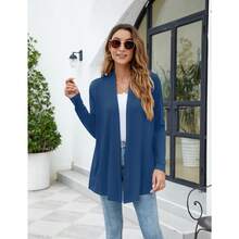 Newchoice Womens Casual Lightweight Long Sleeve Cardigan Soft Drape Open Front Fall Dusters (S-3XL) - Biru - View 7