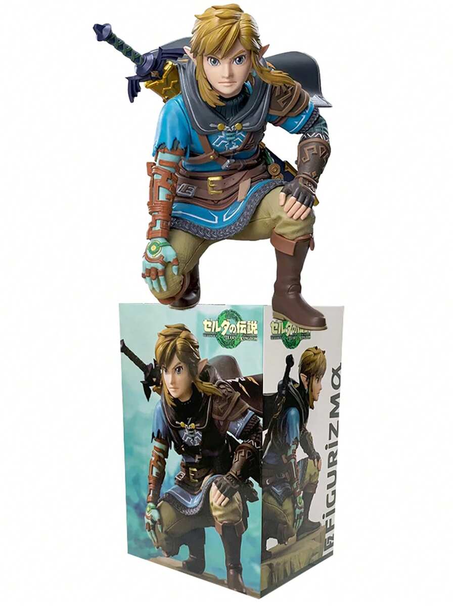 1PC 12cm/4.72in Zelda No Densetsu: Tears Of The Kingdom Anime Figure Knight Link Action Figure Squat LINK Figurine Room Decorations PVC Adult Collection Model Doll Toys Christmas Halloween Gifts