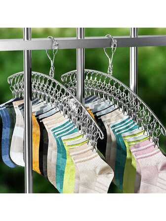 1pc Convenient Multi-Hook Sock Drying Rack, Easy To Hang, Dry And Retrieve Clothes & Socks, Home Organizer