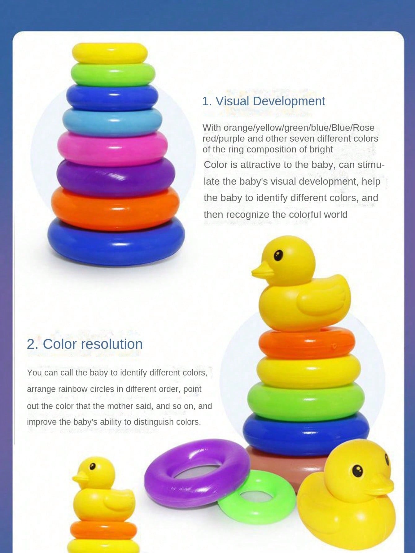 لعبة بطة نمط متراصة للأطفال الصغار، ألعاب تعليمية...