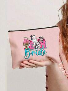 趣味图案印花化妆包，情人节惊喜礼物，旅行小物件包，轻便化妆品收纳包，旅行化妆包，字母拉链收纳包，拉链手提包，时尚实用的化妆包，字母印花化妆包礼物，送给妈妈的化妆包，情人节节日礼物，趣味字母印花女士礼物，女士化妆包，可爱生日圣诞友谊礼物，送给挚友的礼物，新娘纪念品 - 彩色 - 查看 4