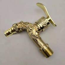 Robinet de jardin mural vintage en bronze - Monotrou, noyau de vanne en laiton pour machine à laver, comprend le matériel d'installation - Doré - Voir 10