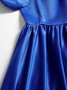 Women's Formal Evening Dress Square Neck Short Puff Sleeves Elegant Long Dress Satin Wedding Dress Bridesmaid Bridal Bridal Cocktail Satin Silk Satin Bachelorette Party Engagement Bride Bridesmaid Bridal Wedding Cocktail Party Formal Prom Bachelorette Engagement